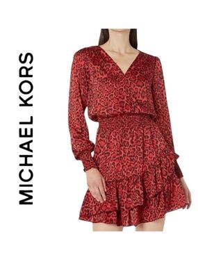 MICHAEL Michael Kors Crimson Animal Print
Julia Dress Women Size XL NWT